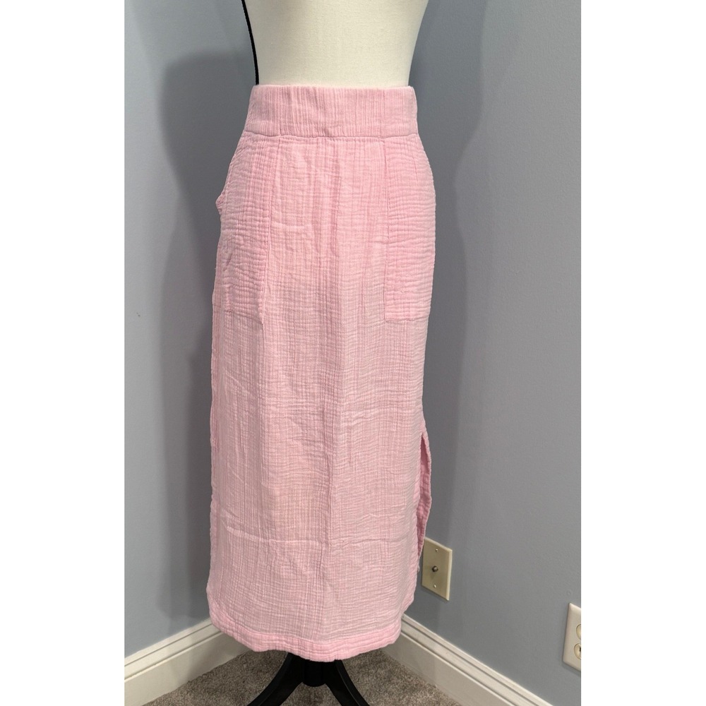 Free People "In The Spotlight" Pink Midi Skirt Size XL Cotton Gauze Whimsigoth